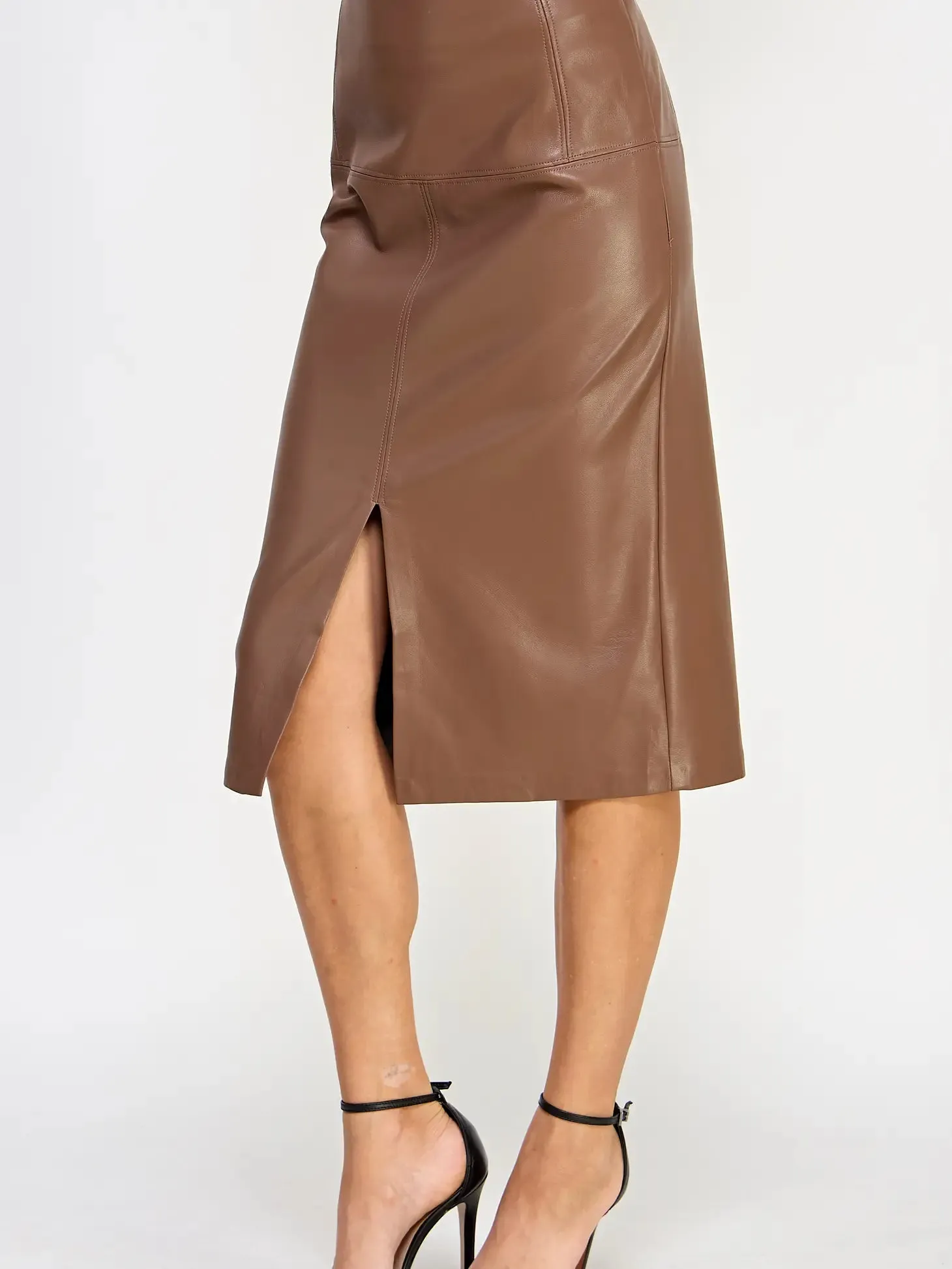 Vegan Leather Midi Skirt