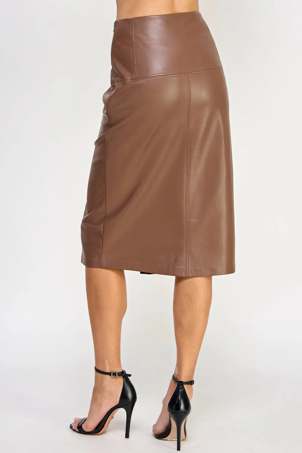 Vegan Leather Midi Skirt