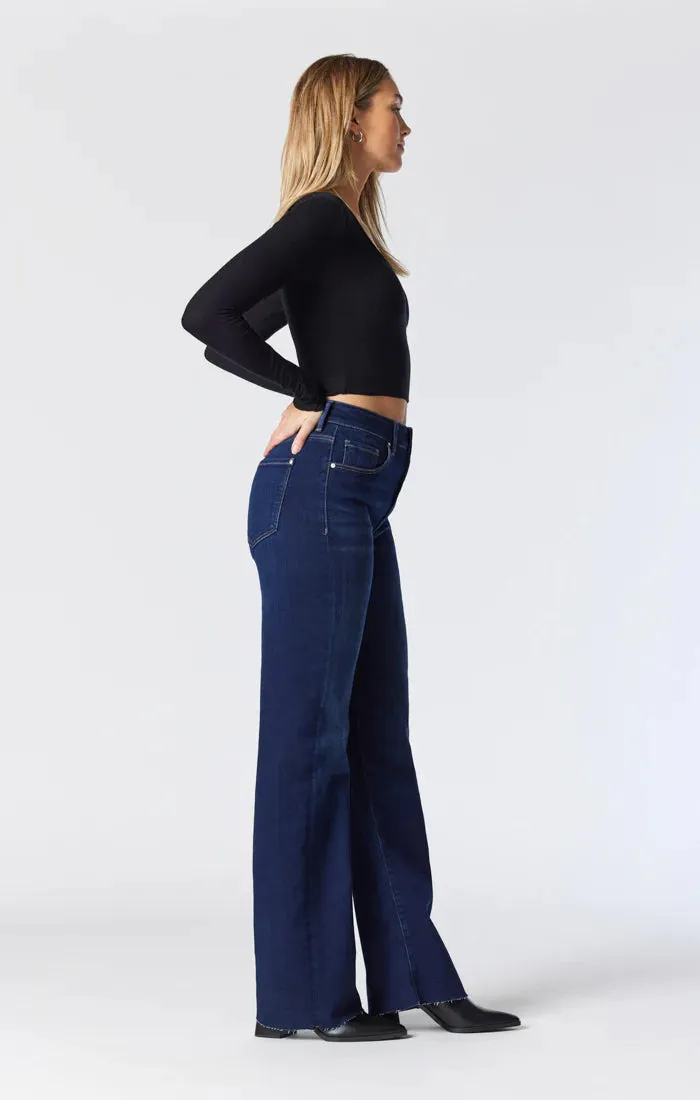 Victoria High Waist Flared Denim Trousers