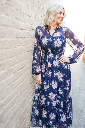 Vintage floral midi dress