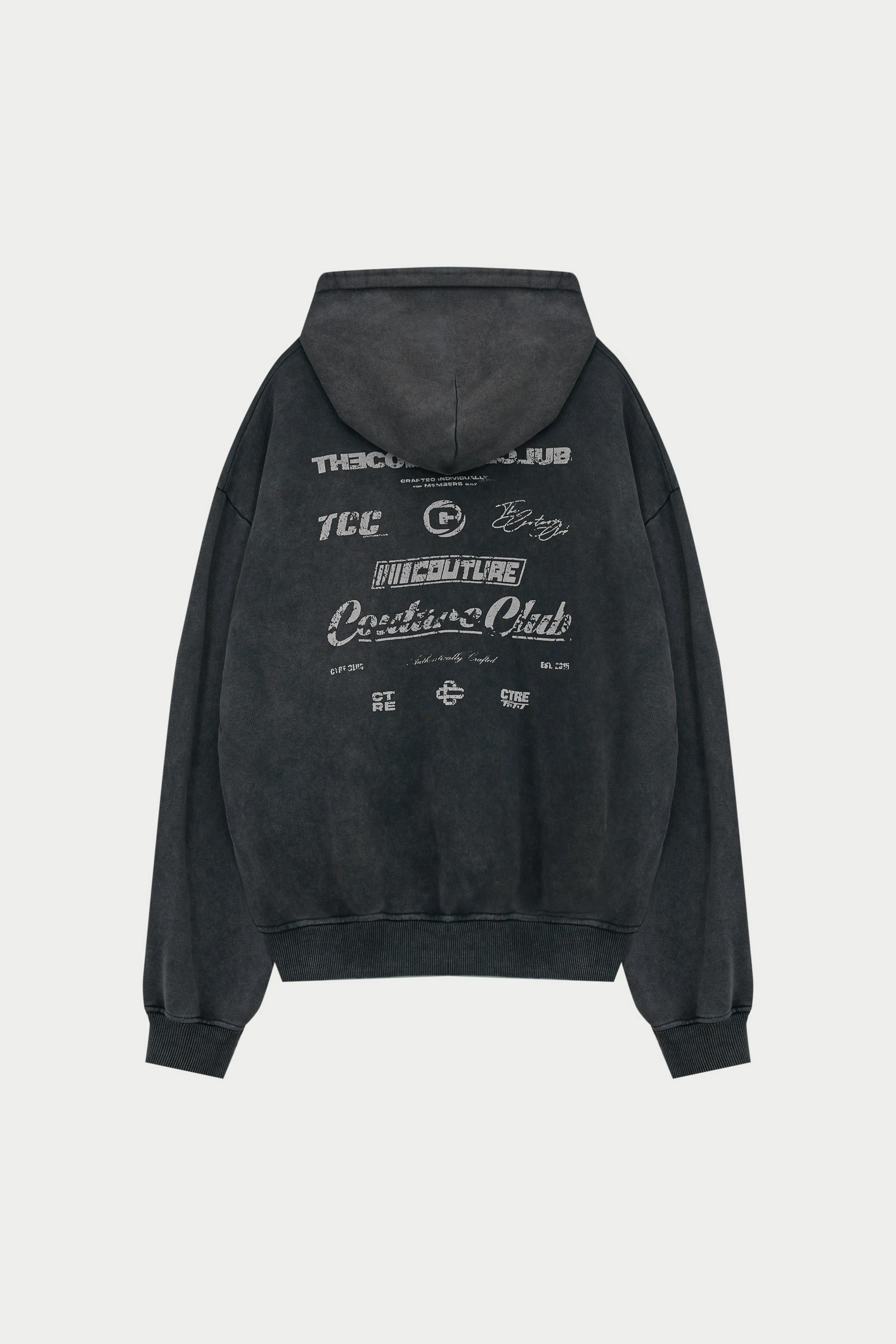 WASHED ARCHIVE LOGO GRAPHIC HOODIE - DARK GREY