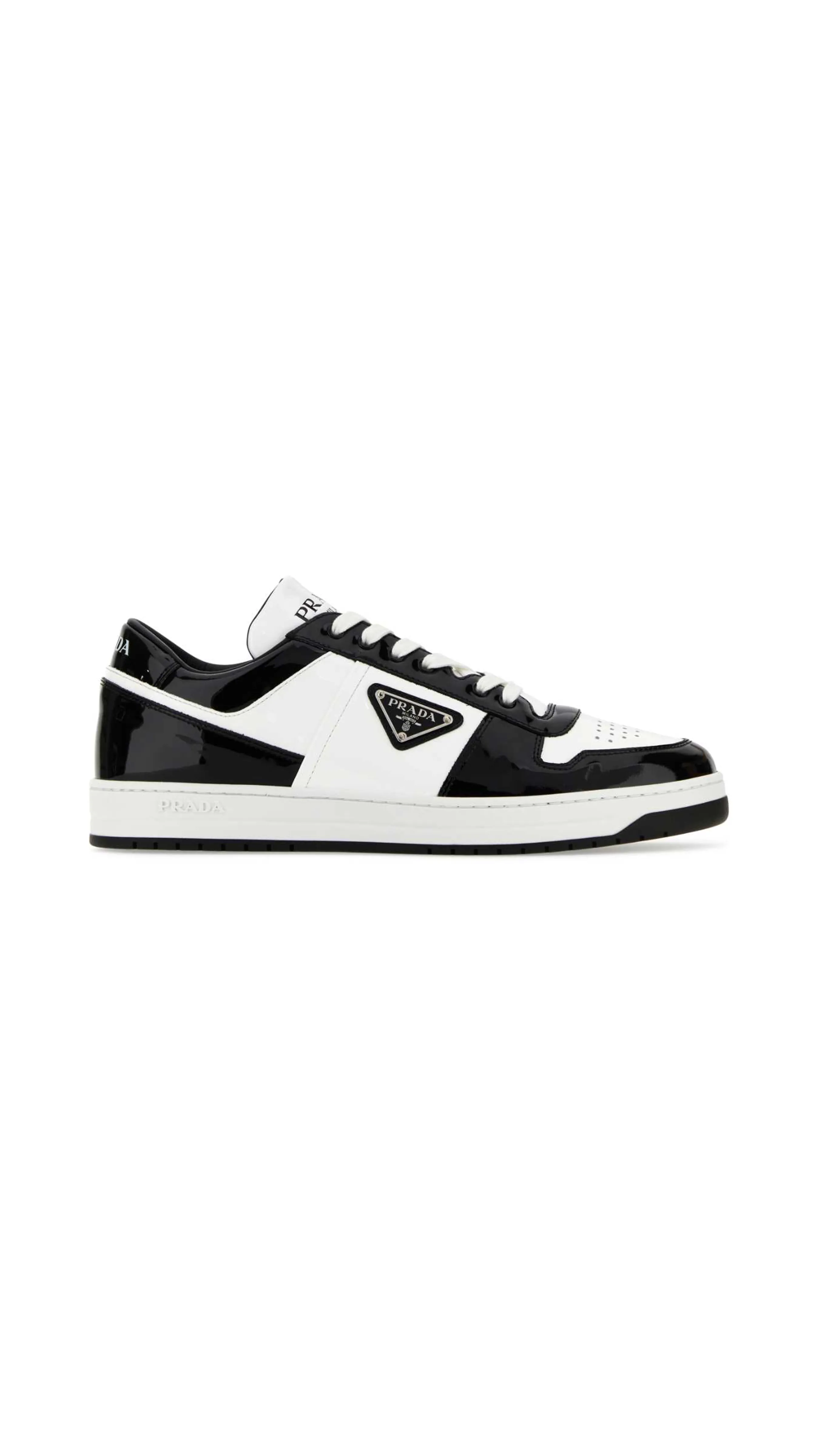 White and Black Downtown Nappa Leather Sneakers