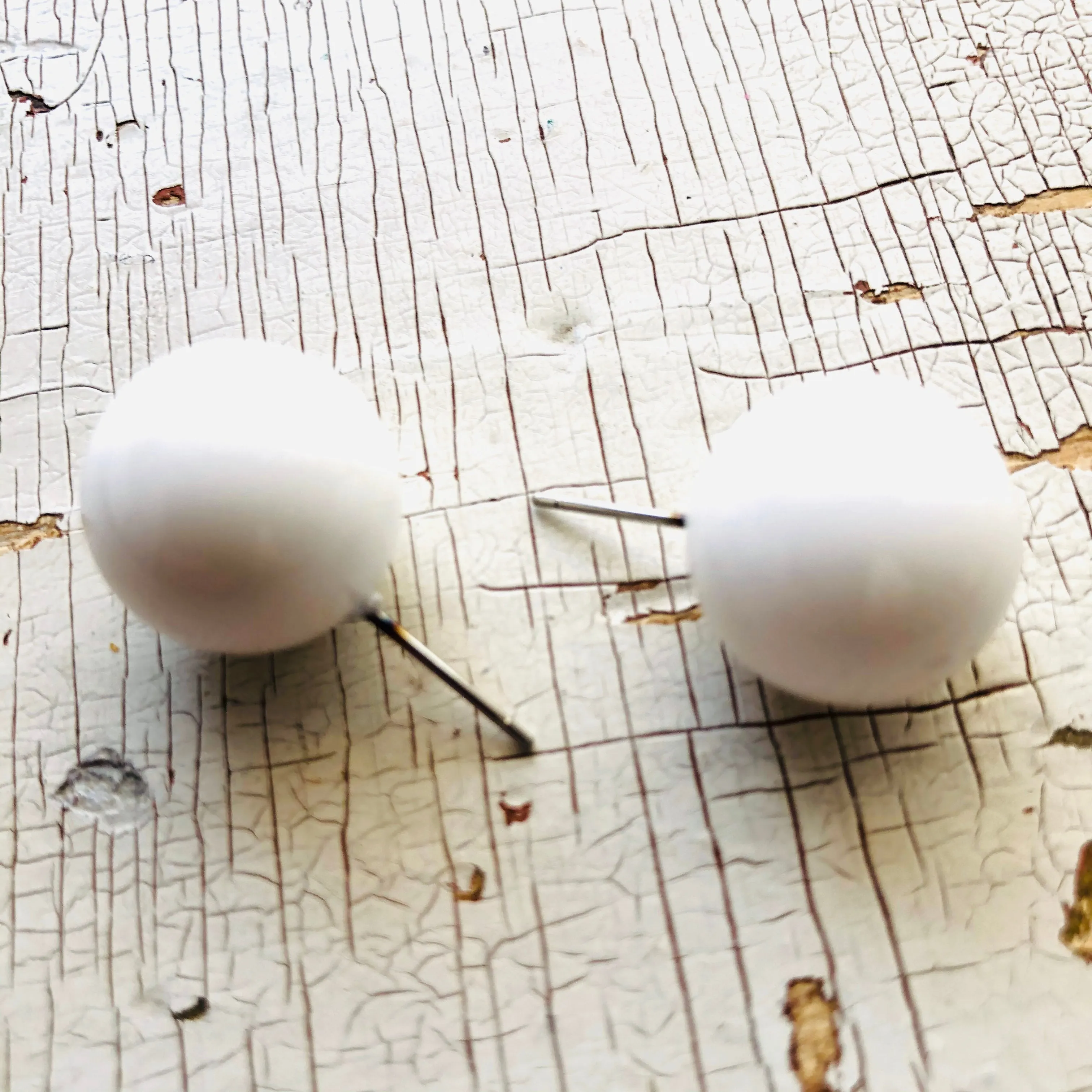 White Ball Stud Earrings