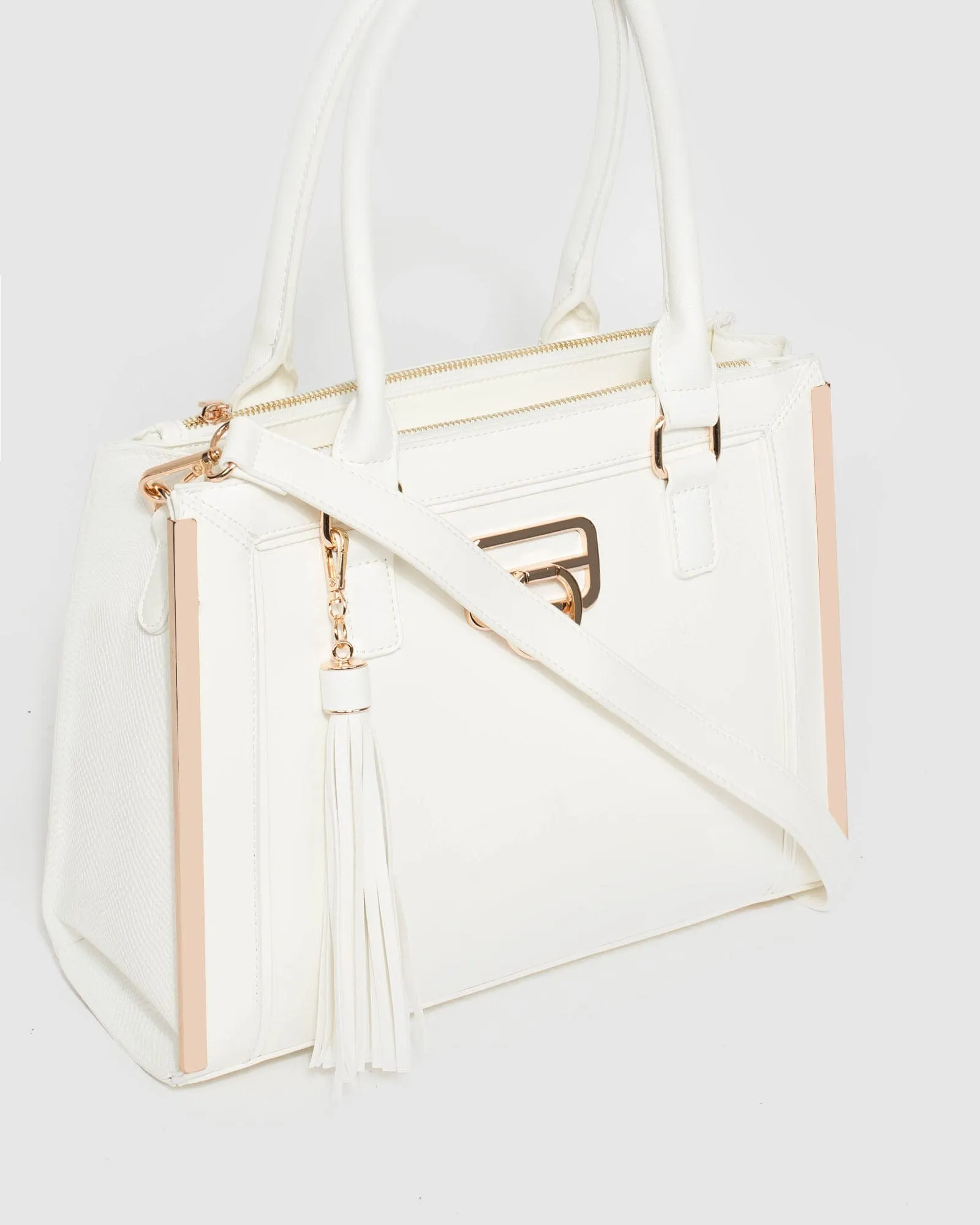 White Fabiana Tassel Tech Tote Bag