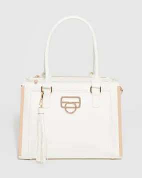 White Fabiana Tassel Tech Tote Bag