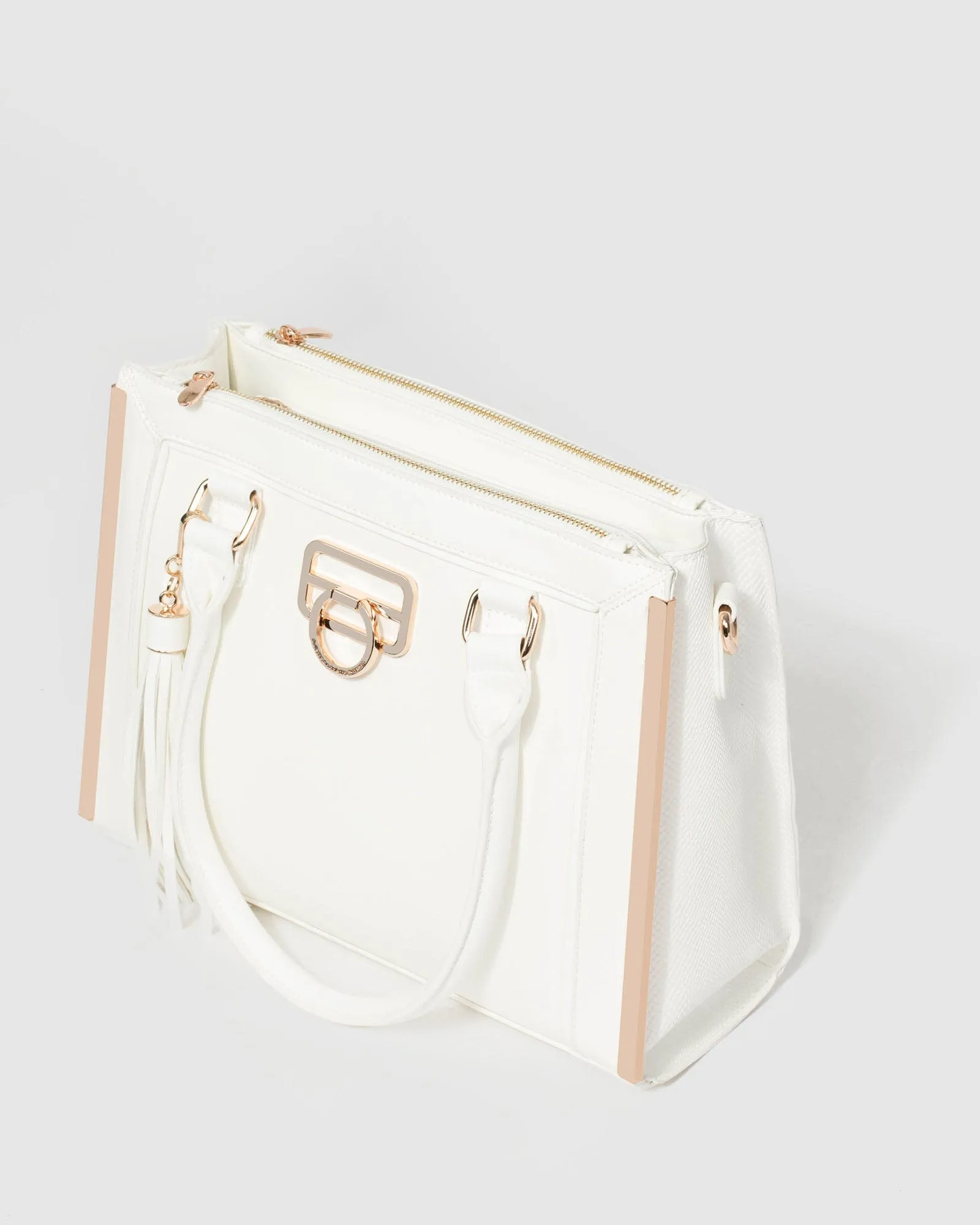 White Fabiana Tassel Tech Tote Bag