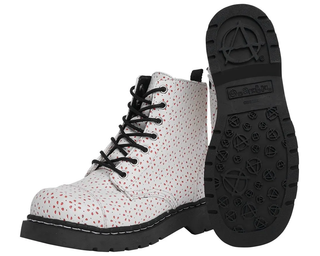 White Flower Perforated Boots