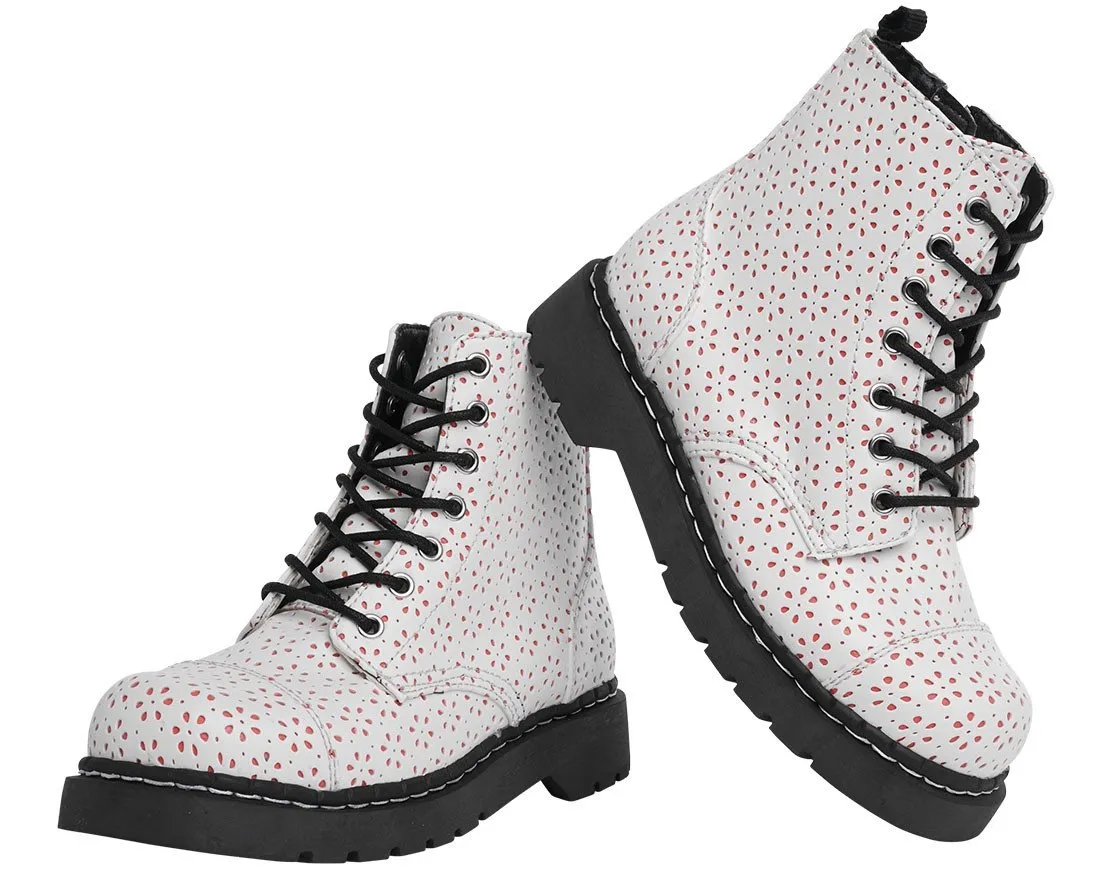 White Flower Perforated Boots