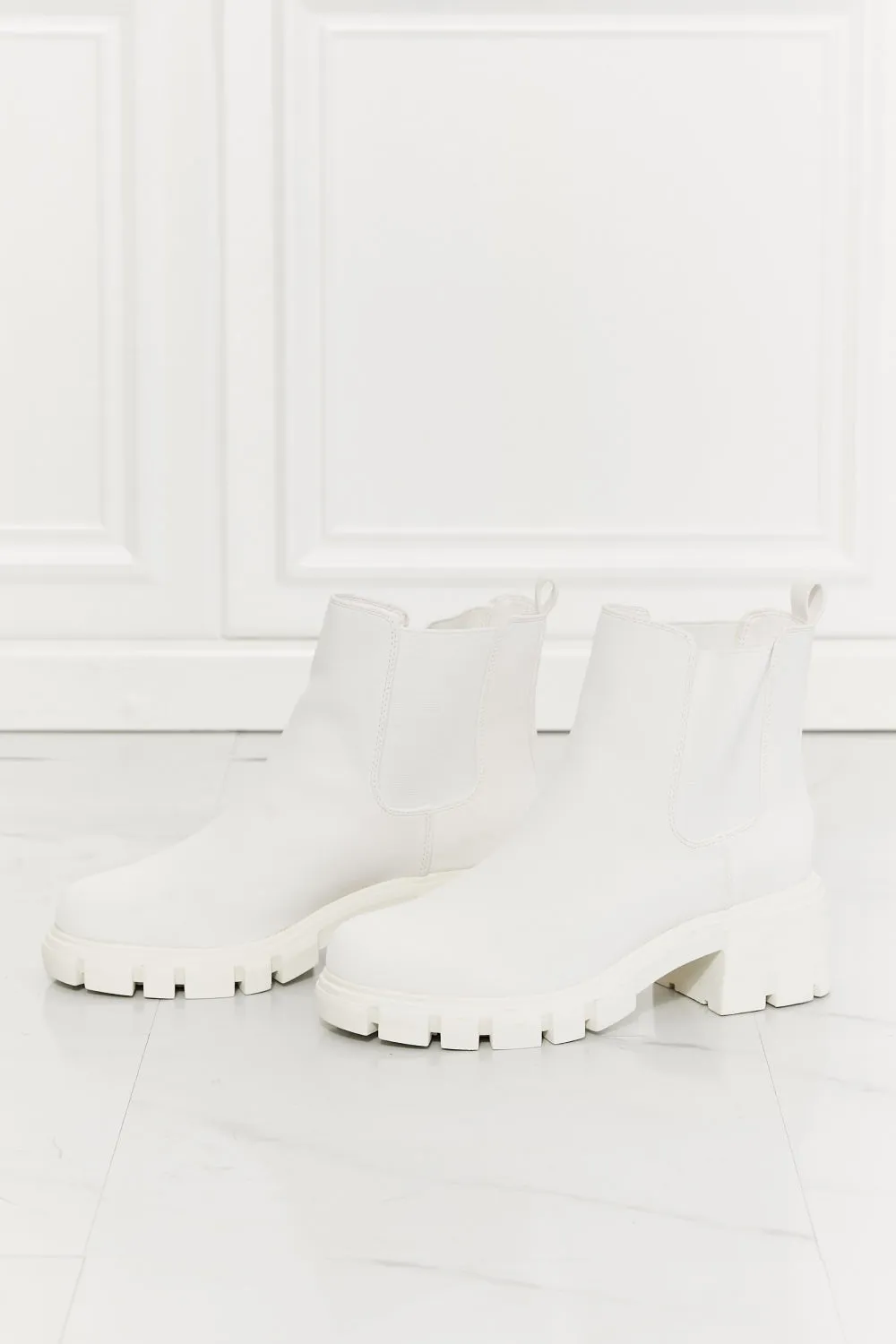 White MMShoes Work For It Matte Lug Sole Chelsea Boots result