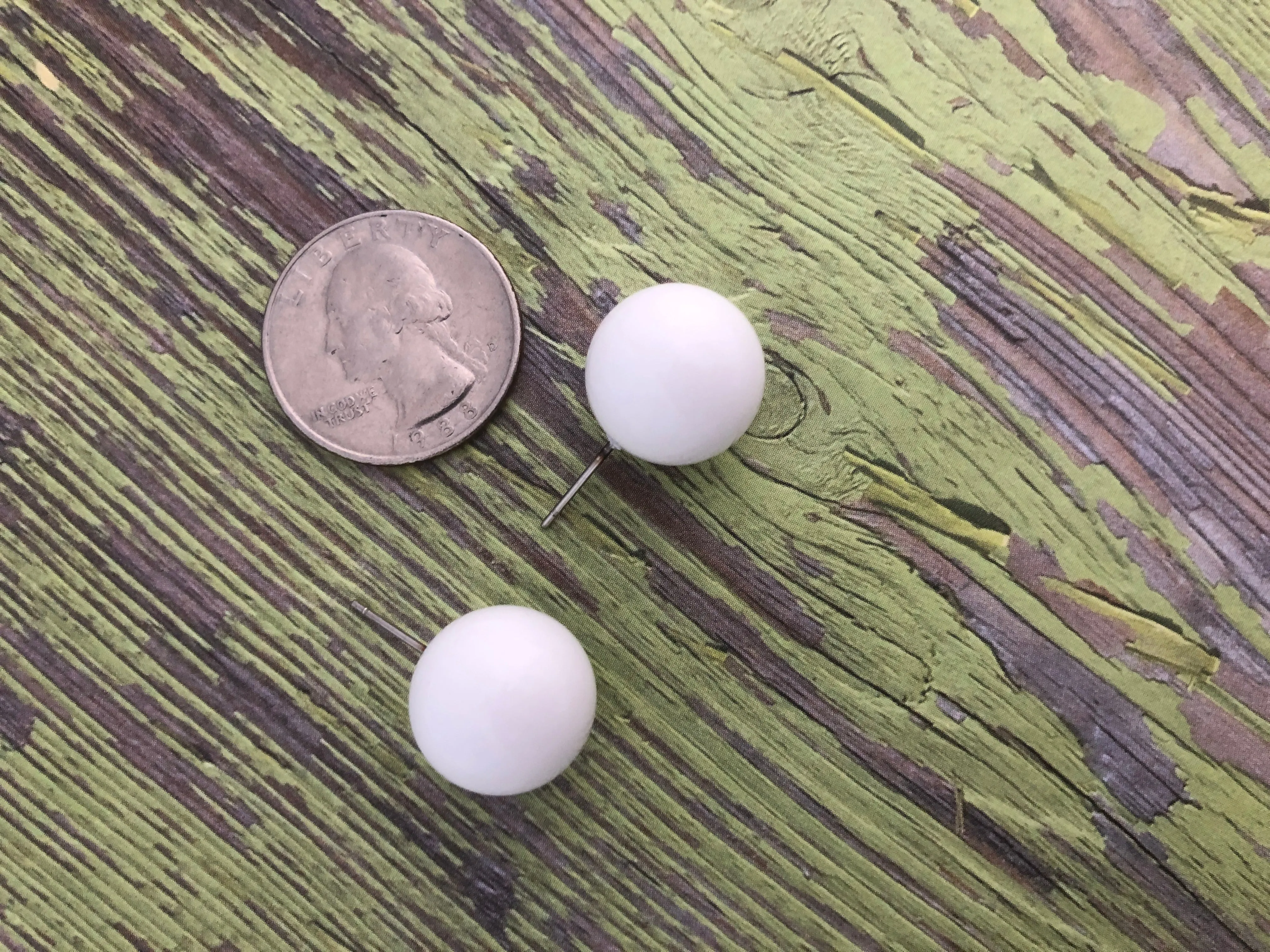 White Oversized Ball Stud Earrings