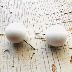 White Oversized Ball Stud Earrings