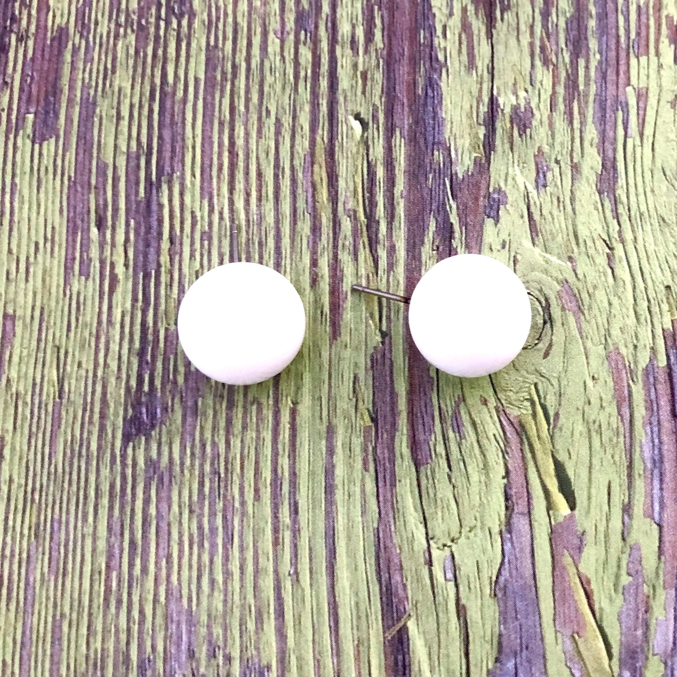 White Oversized Ball Stud Earrings