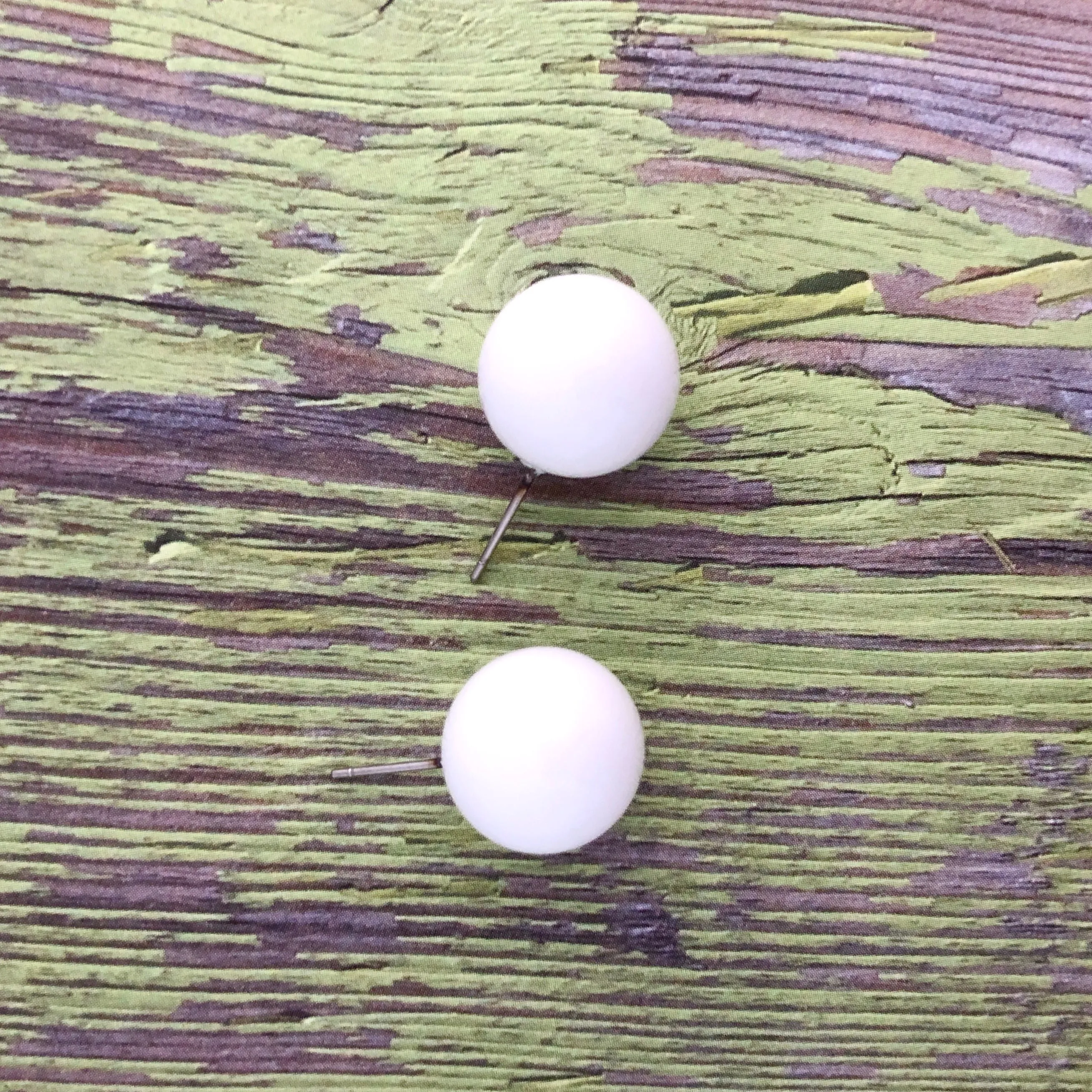 White Oversized Ball Stud Earrings