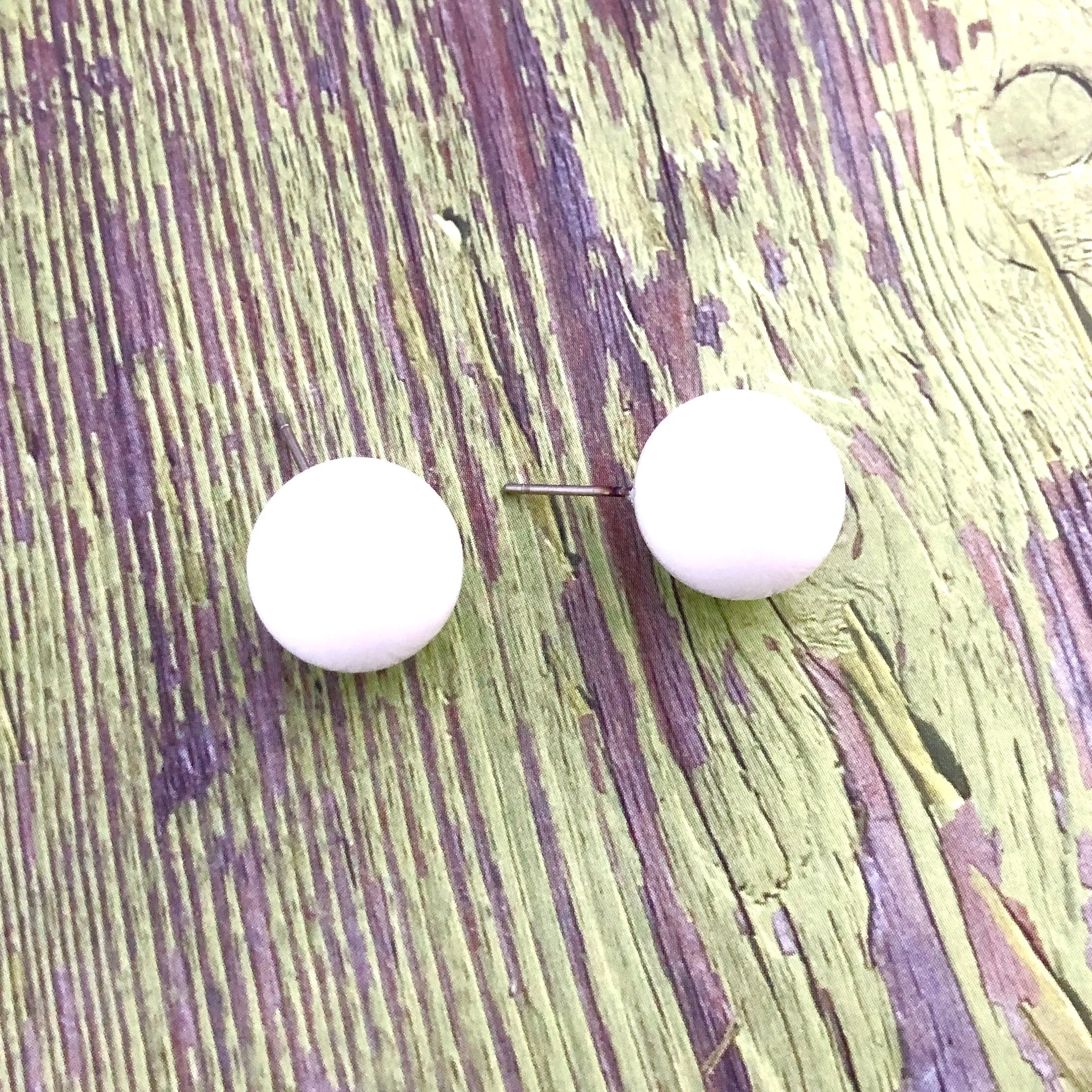 White Oversized Ball Stud Earrings