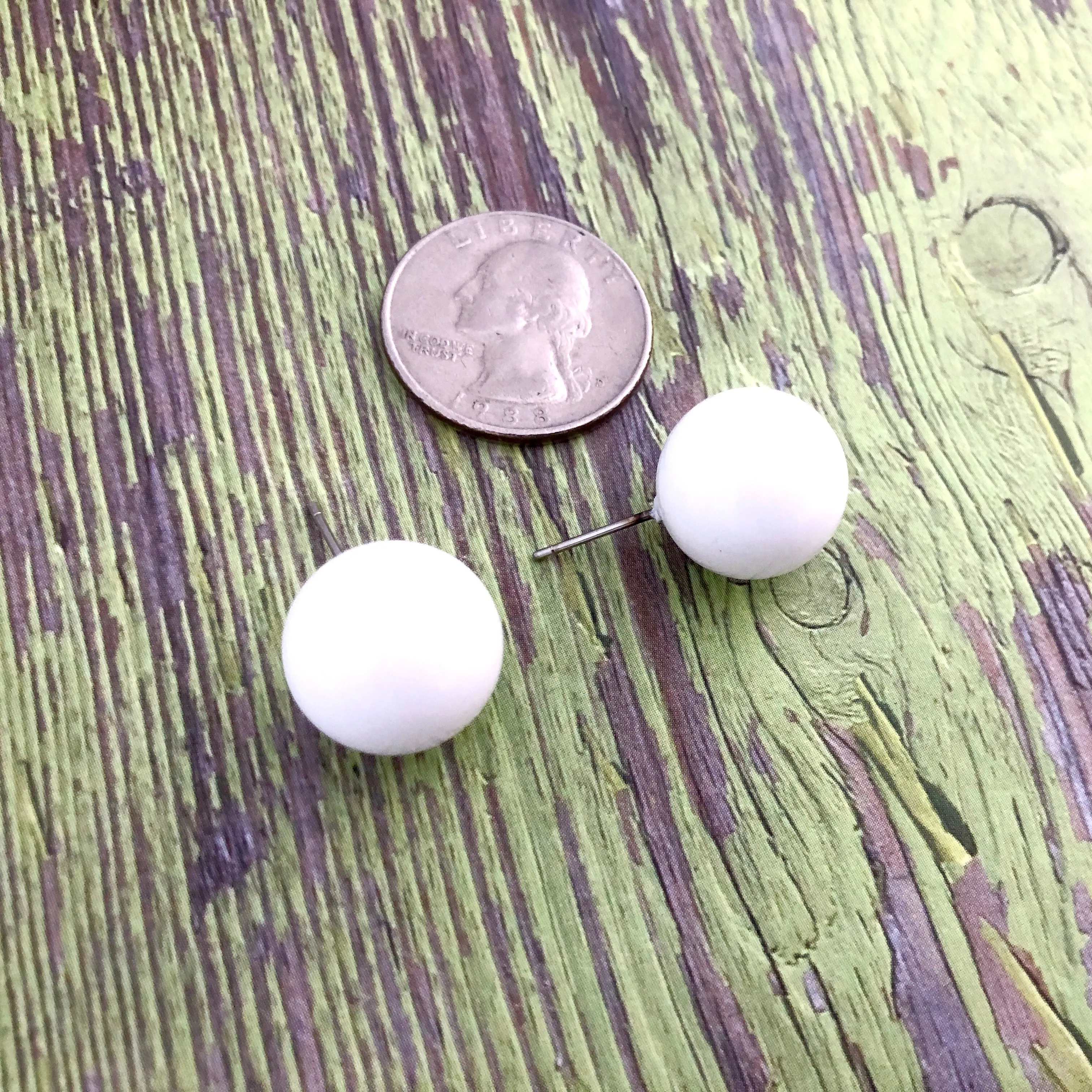 White Oversized Ball Stud Earrings