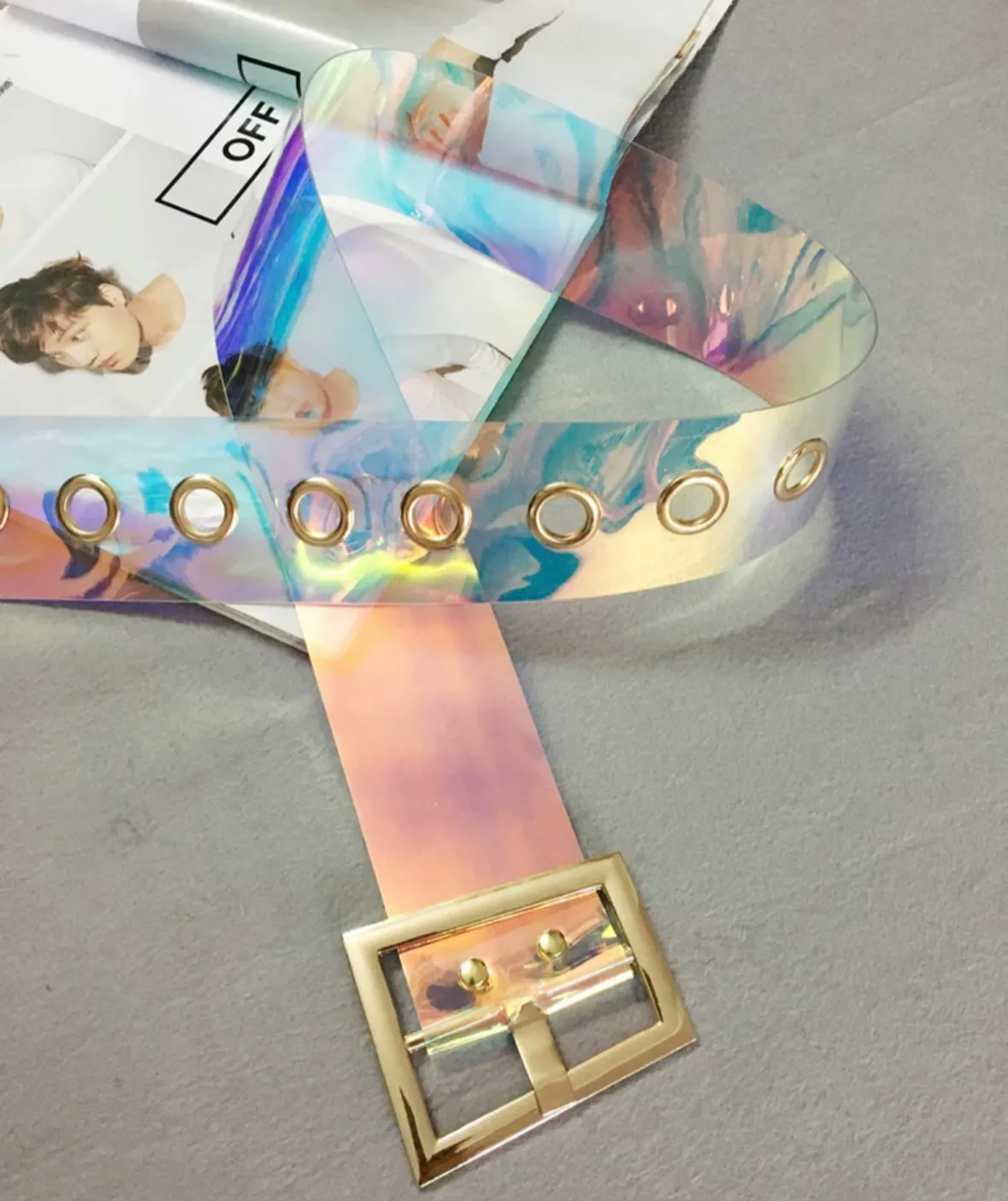 Wide Iridescent Belt