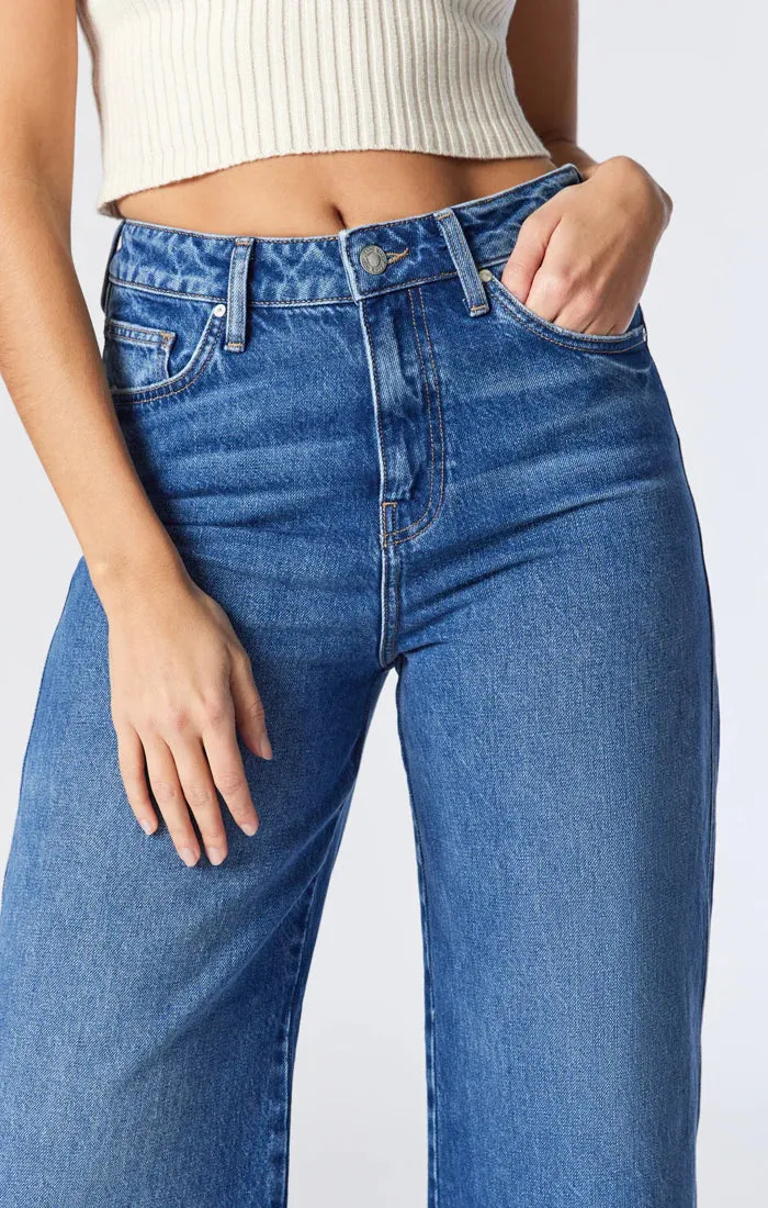 Wide Leg Dark True Blue Miami Jeans.