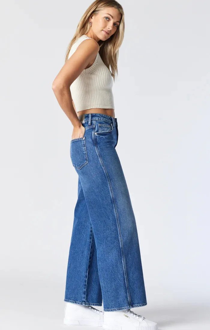 Wide Leg Dark True Blue Miami Jeans.