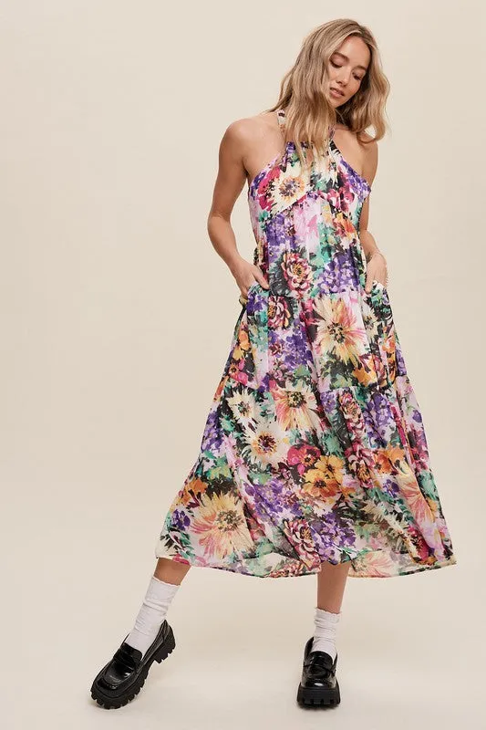 wild flower print maxi dress online shopping