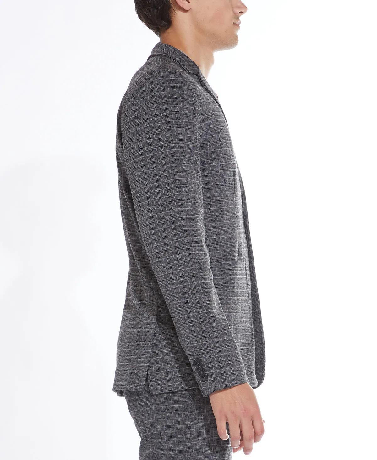 Wiley Glen Plaid Knit Blazer in Charcoal/Gray