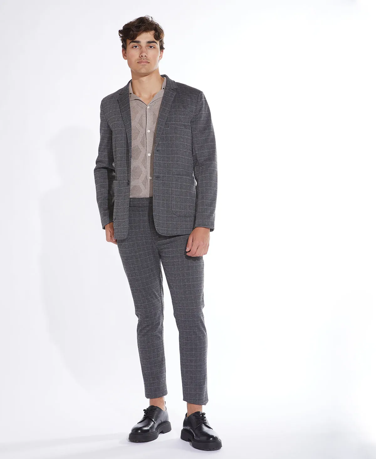 Wiley Glen Plaid Knit Blazer in Charcoal/Gray