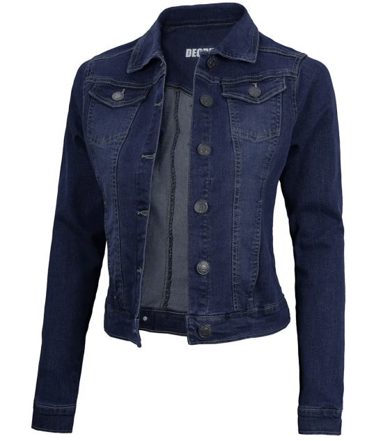 Women's Trucker Style Dark Blue Denim Jacket