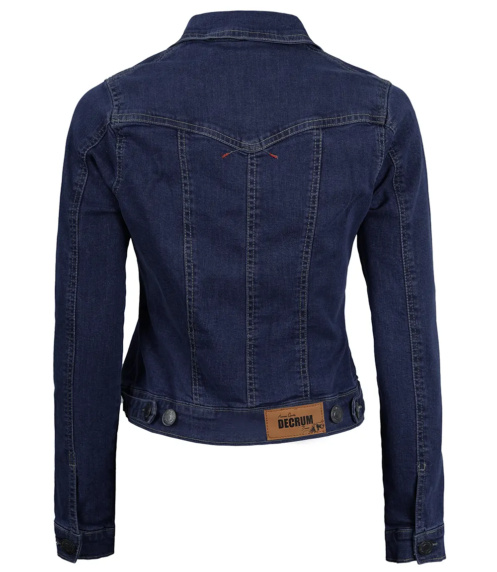 Women's Trucker Style Dark Blue Denim Jacket