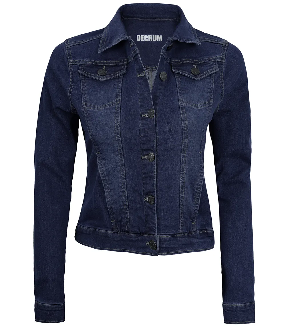 Women's Trucker Style Dark Blue Denim Jacket