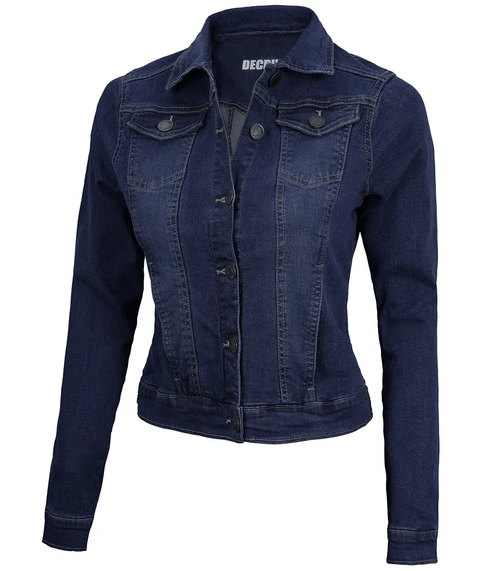 Women's Trucker Style Dark Blue Denim Jacket