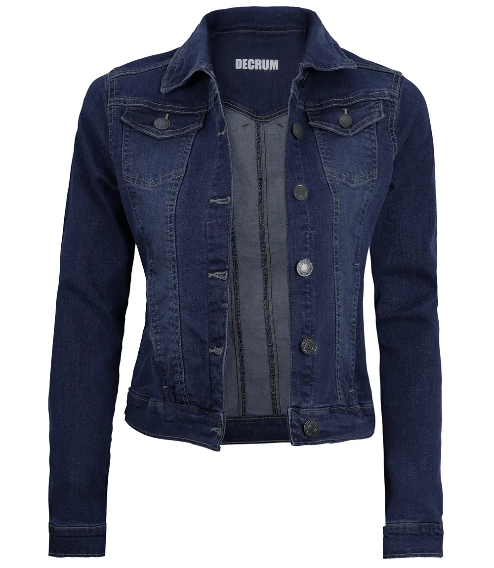 Women's Trucker Style Dark Blue Denim Jacket