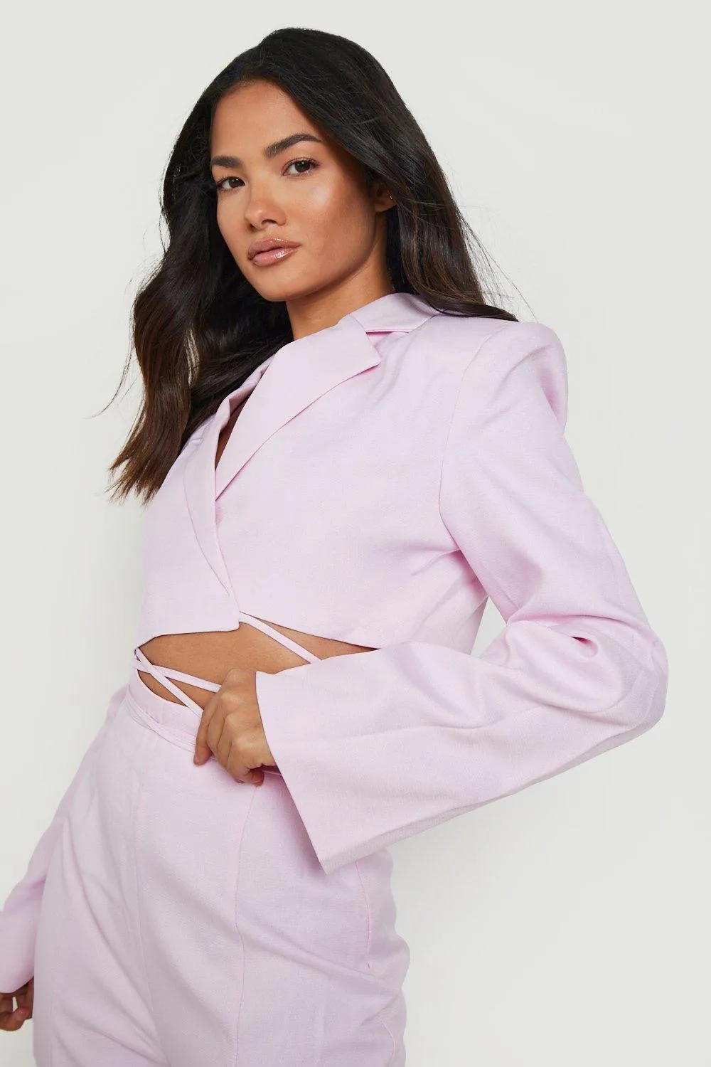 Wrap Tie Waist Tailored Blazer