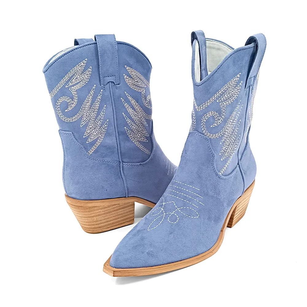 Zahara Embroidered Pointed Toe Cowboy Boots