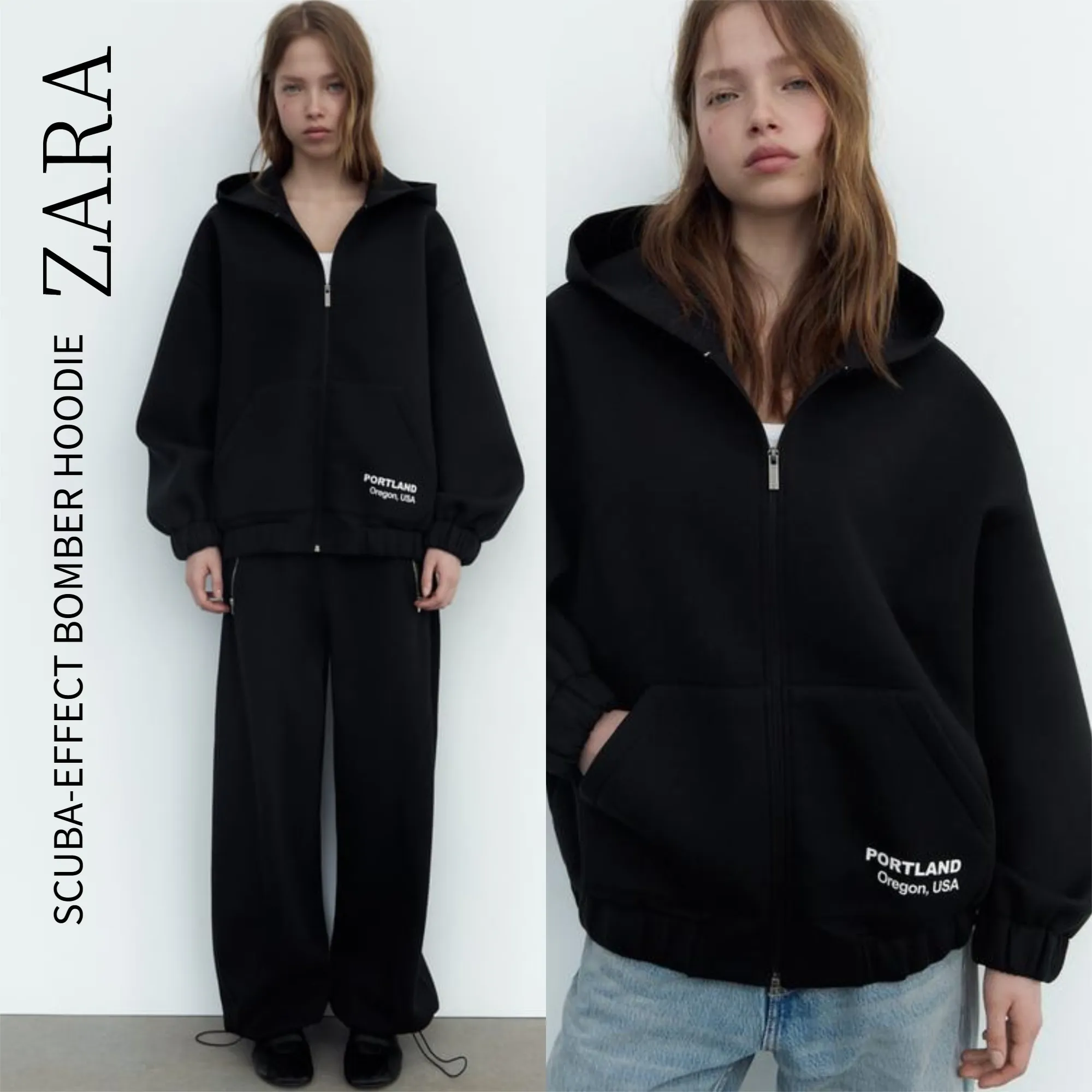 ZARA Neoprene Bomber Sweatshirt