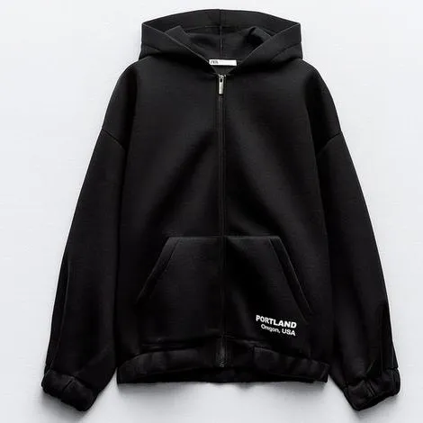 ZARA Neoprene Bomber Sweatshirt