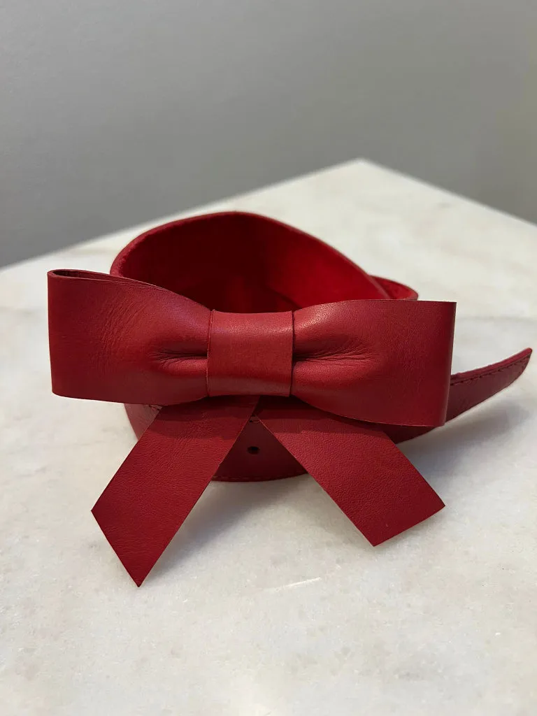 Zimmermann Red Leather Bow Belt - size M