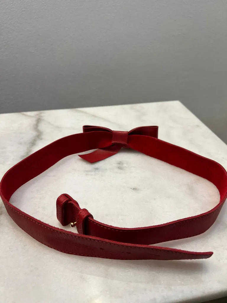 Zimmermann Red Leather Bow Belt - size M