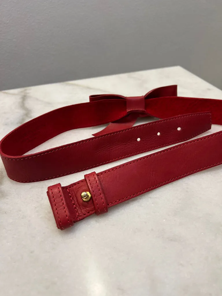 Zimmermann Red Leather Bow Belt - size M