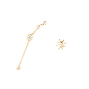 Zodiacs 14K & Diamond Aries + Fire Stud Set